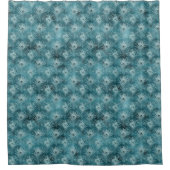 Aquamarin Glitzy Glam Peacock Feathers Duschvorhang (Vorderseite)