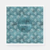 Aquamarin Glitzy Glam Peacock Feathers Serviette (Vorderseite)