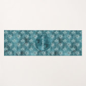 Aquamarin Glitzy Glam Peacock Feathers Yogamatte (Vorderseite (Horizontal))