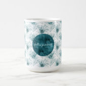Aquamarin Glitzy Peacock Feathers Kaffeetasse (Mittel)
