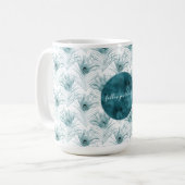 Aquamarin Glitzy Peacock Feathers Kaffeetasse (Vorderseite Links)