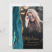 Aquamarin Gold Agate Dark Foto Grad Ankündigung (Vorderseite)