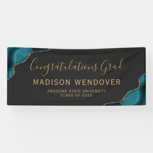 Aquamarin Gold Agate Dark Herzlichen Glückwunsch A Banner (Horizontal)