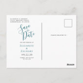 Aquamarin Gold Agate Foto Save the Date Postkarte (Rückseite)