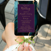 Aquamarin Gold Agate Lila Wedding Program Fächer