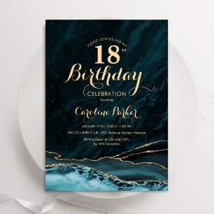 Aquamarin Gold Agate Marble 18. Geburtstag Einladung