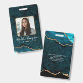 Aquamarin Gold Agate Marble Business Company ID Ausweis (Front & Back)