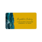 Aquamarin Gold Agate Mustard Wedding Rücksendeadre Adressaufkleber (Vorne)