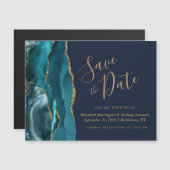 Aquamarin Gold Agate Navy Blue Magnetic Save the D Magnetkarte (Vorne/Hinten)