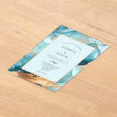 Aquamarin Gold Aquarell Alkohol Tinte Moderne Hoch Acryleinladungen (Ablage )