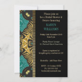 Aquamarin+Gold Bohemische Brautdusche Einladungen (Rückseite)