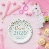 Aquamarin Gold Confetti Abschluss 2020 Pappteller (Party)