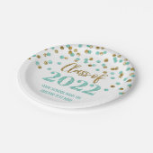 Aquamarin Gold Confetti Abschluss 2022 Pappteller (Schrägansicht)