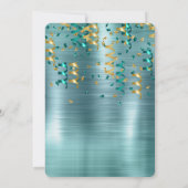 Aquamarin Gold Confetti Birthday Einladung (Rückseite)