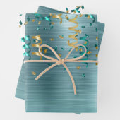 Aquamarin Gold Confetti Birthday Geschenkpapier Set (Beispiel)