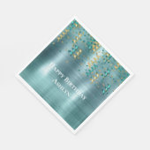 Aquamarin Gold Confetti Birthday Serviette (Ecke)