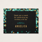 Aquamarin Gold Confetti Black Geburtstag Vielen Da (Rückseite)