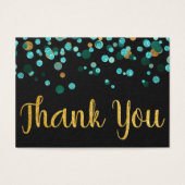 Aquamarin Gold Confetti Black Geburtstag Vielen Da (Vorderseite)