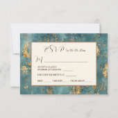 Aquamarin Gold Elegante Moderne Kunst Hochzeit RSVP Karte (Vorderseite)