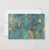 Aquamarin Gold Elegante Moderne Kunst Hochzeit RSVP Karte (Rückseite)