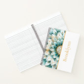 Aquamarin Gold Floral Mandala Personalisiert Notizblock (Innenseite)