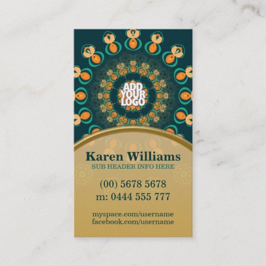 Aquamarin+Gold GeoCircle Business Card Visitenkarte (Vorderseite)