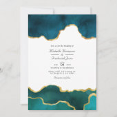 Aquamarin & Gold Geode Agate Stone QR Code UAWG We Einladung (Vorderseite)