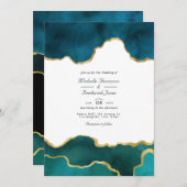 Aquamarin & Gold Geode Agate Stone QR Code UAWG We Einladung (Vorne/Hinten)