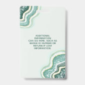 Aquamarin Gold Glitzer Agate Geode Luxe ID Abzeich Ausweis (Rückseite)