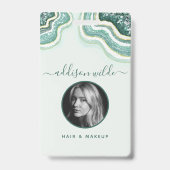 Aquamarin Gold Glitzer Agate Geode Luxe ID Abzeich Ausweis (Vorderseite)