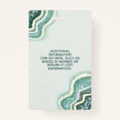 Aquamarin Gold Glitzer Agate Geode Luxe ID Abzeich Ausweis (Rückseite)