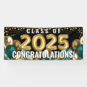 Aquamarin Gold Glitzer Balloons Class 2022 Abschlu Banner (Horizontal)