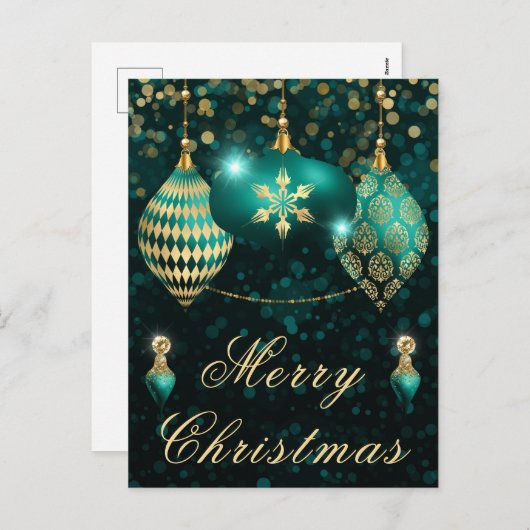 Aquamarin & Gold Glitzer Baubles Weihnachten (Vorne/Hinten)