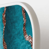 Aquamarin & Gold Glitzer Watercolor Personalisiert Pickleball Schläger (Linke Seite)