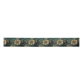 Aquamarin & Gold Grunge Florals Satinband (Vorderseite)