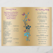 Aquamarin-Gold-Hochzeitsprogramm für Lila Blütenbl (Rückseite)