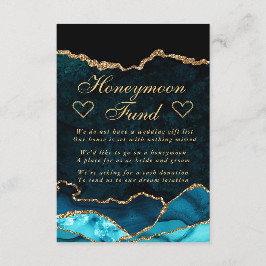 Aquamarin Gold Imitats Glitzer Agate Honeymoon Fun Begleitkarte (Vorderseite)