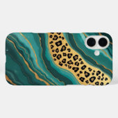 Aquamarin & Gold Leopard Agate Case-Mate iPhone Hülle (Rückseite (Horizontal))