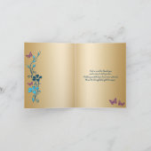 Aquamarin Gold Lila Blütenkarte Dankeschön Karte (Innenseite)