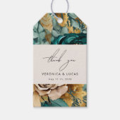 Aquamarin Gold Luxe Floral Wedding Vielen Dank für Geschenkanhänger (Vorderseite)