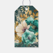 Aquamarin Gold Luxe Floral Wedding Vielen Dank für Geschenkanhänger (Rückseite)