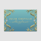 Aquamarin Gold Luxury Glam Elegantes Kalligrafie-S Namensschild (Vorderseite)