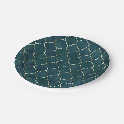 Aquamarin & Gold Luxury Paper Teller Extravagant P (Schrägansicht)