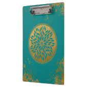 Aquamarin Gold Mandala auf Grunge Gold Aquamarin Klemmbrett (Links)