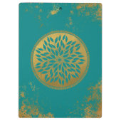 Aquamarin Gold Mandala auf Grunge Gold Aquamarin Klemmbrett (Rückseite)