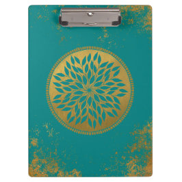Aquamarin Gold Mandala auf Grunge Gold Aquamarin Klemmbrett