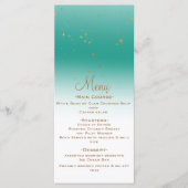 Aquamarin Gold Modern Glam Confetti Party Wedding Menükarte (Vorderseite)