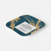 Aquamarin Gold Moderne Art Wedding Bible Verse Pappteller (Gewinkelt)