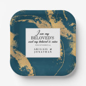 Aquamarin Gold Moderne Art Wedding Bible Verse Pappteller (Vorderseite)