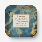 Aquamarin Gold Moderne Art Wedding Bible Verse Pappteller (Vorderseite)